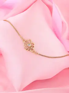 Estele Women Gold-Plated Crystals Charm Bracelet