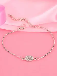 Estele Women Silver-Plated Crystals Charm Bracelet