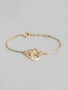 Estele Women Gold-Plated Crystals Temple Charm Bracelet