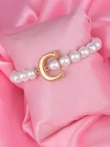 Estele Women Rose Gold-Plated Pearls Bracelet