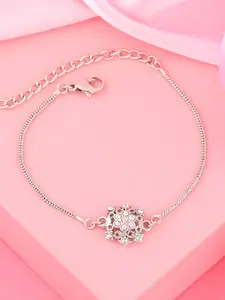 Estele Crystals Silver-Plated Charm Bracelet
