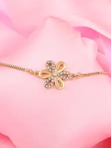 Estele Women Crystals Gold-Plated Charm Bracelet