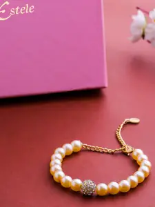 Estele Women Pearls Gold-Plated Wraparound Bracelet