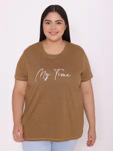TITTLI Women Plus size Typography Printed T-shirt