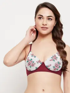 Clovia Level 1 Push-Up Padded Non-Wired Demi Cup Floral Print T-shirt Bra