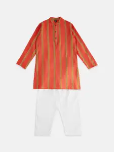 YU by Pantaloons Boys Printed Mandarin Collar Pure Cotton Kurta with Pyjamas