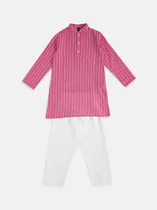 YU by Pantaloons Boys Striped Pure Cotton Kurta with Pyjamas