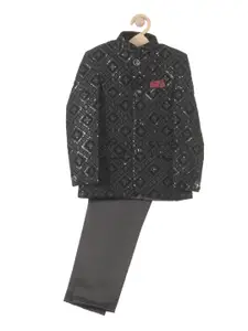Lil Lollipop Boys Sequin Embroidered Single-Breasted Blazer