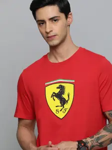 PUMA Motorsport Men Ferrari Race Big Shield Brand Logo Regular fit Pure Cotton Sustainable T-shirt