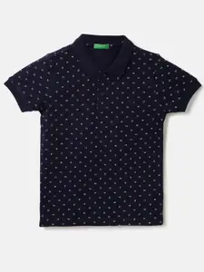 United Colors of Benetton Boys Printed Polo Collar Cotton T-shirt
