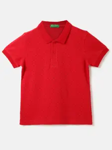 United Colors of Benetton Boys Printed Polo Collar Cotton T-shirt