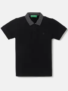 United Colors of Benetton Boys Striped Polo Collar Cotton T-shirt