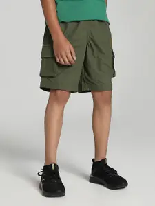 Puma Boys Checked Pure Cotton Regular Fit Cargo Shorts