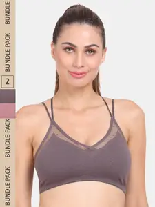 Amour Secret Pack of 2 Seamless Lightly Padded Anti-Odour Sports Bra S6351_Dgry_Muv