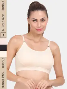 Amour Secret Pack Of 3 Lightly Padded & Non-Wired Seamless Anti Odour Workout Bra