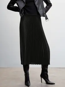 MANGO Sustainable Satin Pleated Midi Skirt
