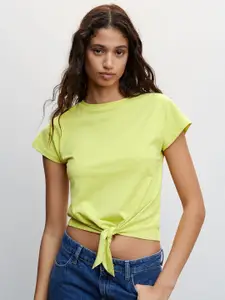 MANGO Pure Cotton Tie-up Detail Sustainable Crop Top