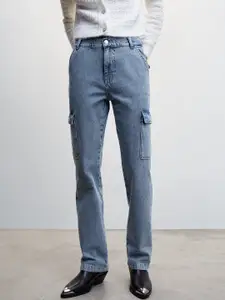 MANGO Sustainable Mid Rise Straight Jeans With Cargo Pocket Detailing