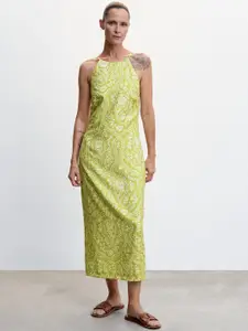MANGO Sustainable Ethnic Motifs Print Maxi Dress with Cut-Out Back
