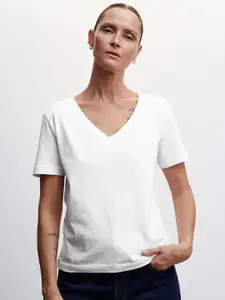 MANGO V-Neck Pure Cotton Sustainable T-shirt