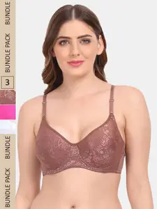 Amour Secret Pack of 3 Non-Padded Underwired Push-Up Bra