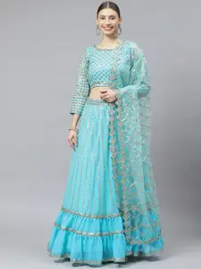 Readiprint Fashions Sequinned Semi-Stitched Lehenga & Unstitched Blouse With Dupatta