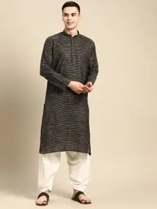 RAJUBHAI HARGOVINDAS Men Striped Silk Kurta