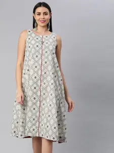KAMI KUBI Cotton Ethnic Motifs A-Line Dress