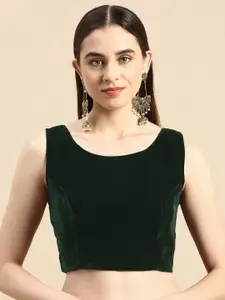 flaher Green Round Neck Padded Readymade Blouse