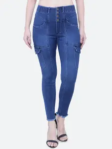 FCK-3 Women Veronica Skinny Fit High-Rise Low Distress Light Fade Stretchable Jeans
