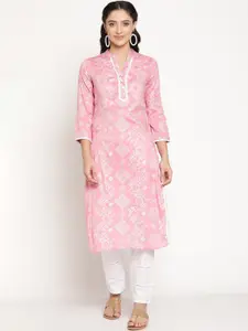 Be Indi Women Pink Floral Printed Kurta