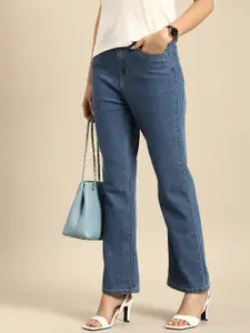 all about you Women Straight Fit High-Rise Light Fade Stretchable Jeans