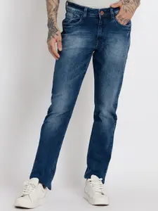 Status Quo Men Slim Fit Cotton Mildly Distressed Light Fade Jeans
