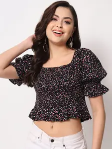 Trend Arrest Floral Printed Crop Fitted Top