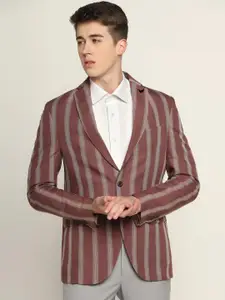 Blackberrys Men Striped Slim-Fit Single-Breasted Blazer