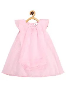 Creative Kids Self Design Layered Cap Sleeves A-Line Dress
