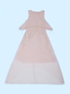 Pantaloons Junior Self Design Layered Cotton A-Line Maxi Dress