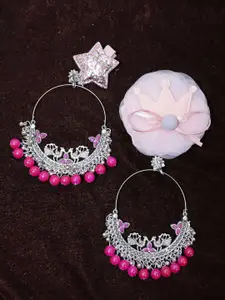 Krelin Pink & Silver-Toned Classic Chandbalis Earrings