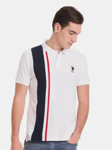 U.S. Polo Assn. Men Colourblocked Polo Collar Slim Fit Cotton T-shirt