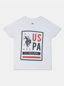 U.S. Polo Assn. Kids Boys Typography Printed Cotton T-shirt