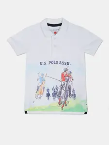 U.S. Polo Assn. Kids Boys Pure Cotton Printed Polo Collar T-shirt