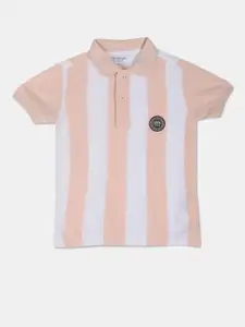 U.S. Polo Assn. Kids Boys Striped Polo Collar Pure Cotton Applique T-shirt
