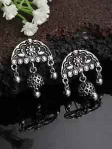 PANASH Silver-Plated Contemporary Jhumkas Earrings
