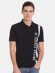 U.S. Polo Assn. Men Typography Printed Polo Collar Pure Cotton T-shirt