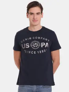 U.S. Polo Assn. Denim Co. U.S. Polo Assn. Denim Co Men Typography Printed Slim Fit T-shirt
