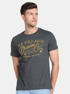 U.S. Polo Assn. Denim Co. Men Typography Printed Slim Fit Pure Cotton T-shirt