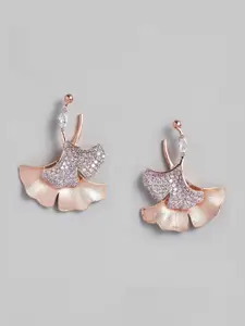 MIDASKART Rose Gold-Plated Contemporary Drop Earrings
