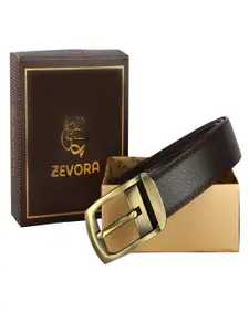 ZEVORA Men Textured Leather Belt