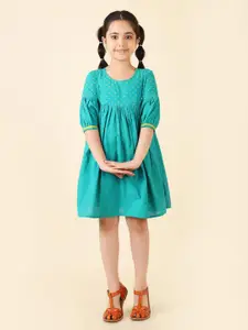 Fabindia Girls Printed Fit & Flare Cotton Dress