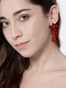 YouBella Gold-Plated Floral Drop Earrings